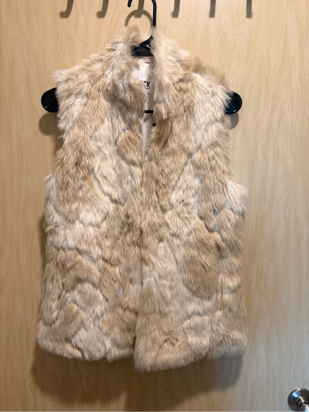 BB Dakota Plush Faux Fur Jacket in Cream and Light Brown